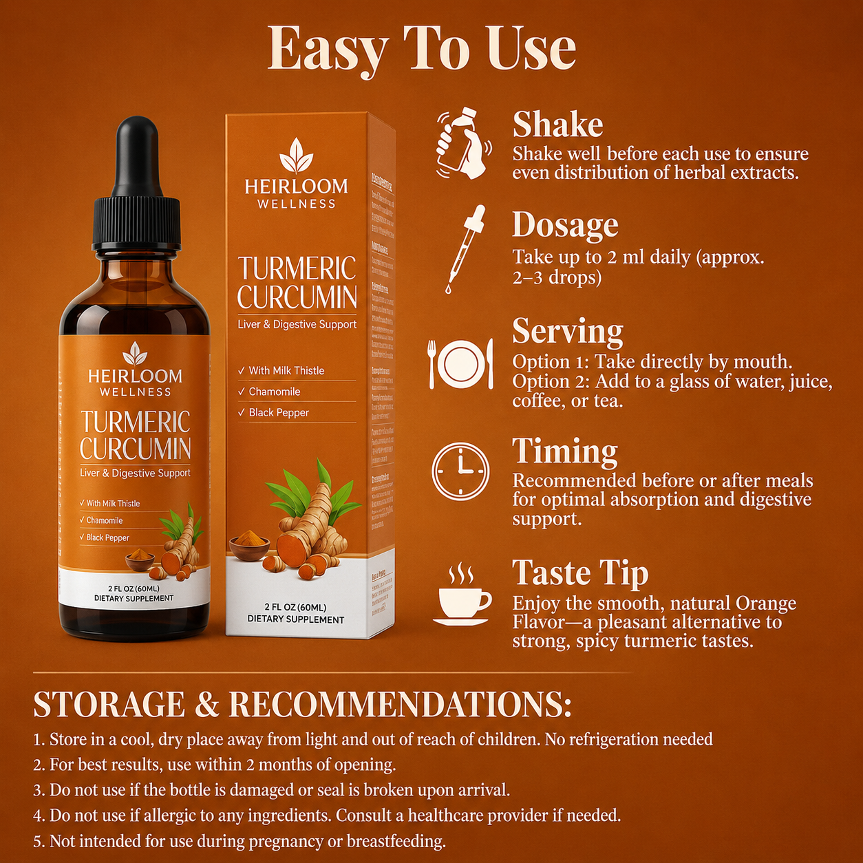 Heirloom - Turmeric Curcumin Liquid Drops High-Absorption | 2 fl oz